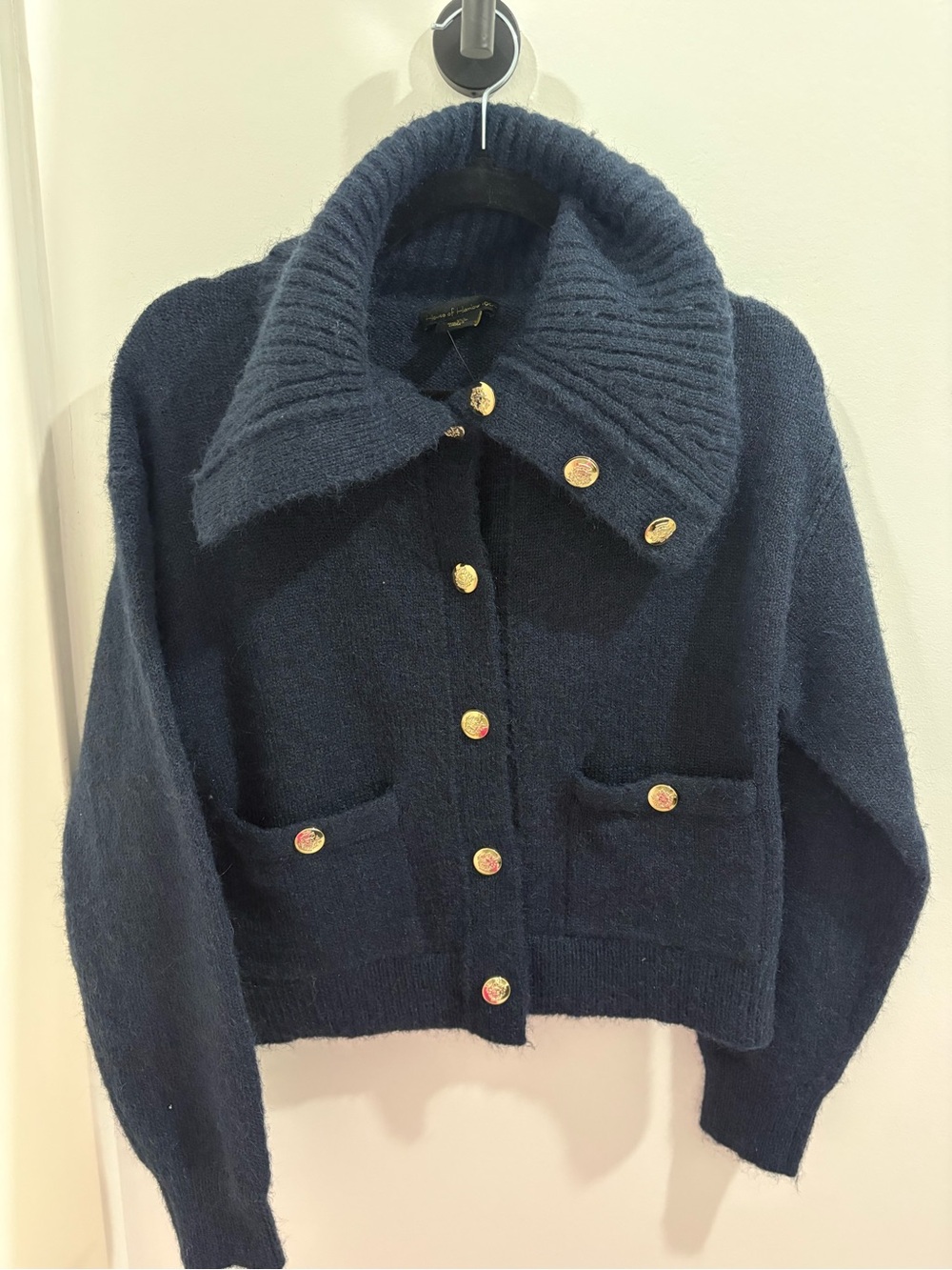 House of Harlow 1960 Navy Wool-Blend Button Jacket with Gold Buttons